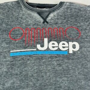Jedco Jeep Graphic Thermal‎ Shirt Mens 2X Gray Acid Wash Long Sleeve Waffle Knit